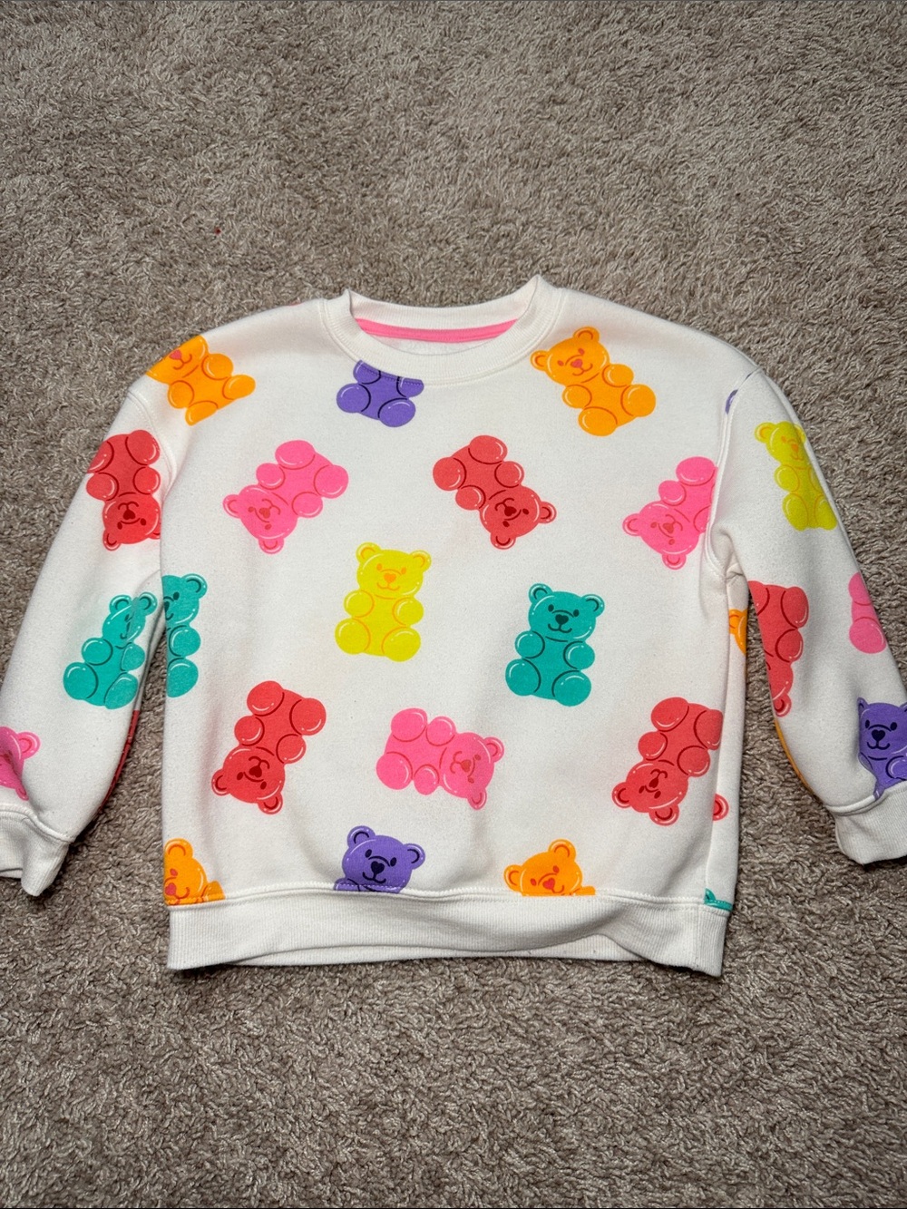 Kids White Sweatshirt with Multicolor Gummy Bear Print